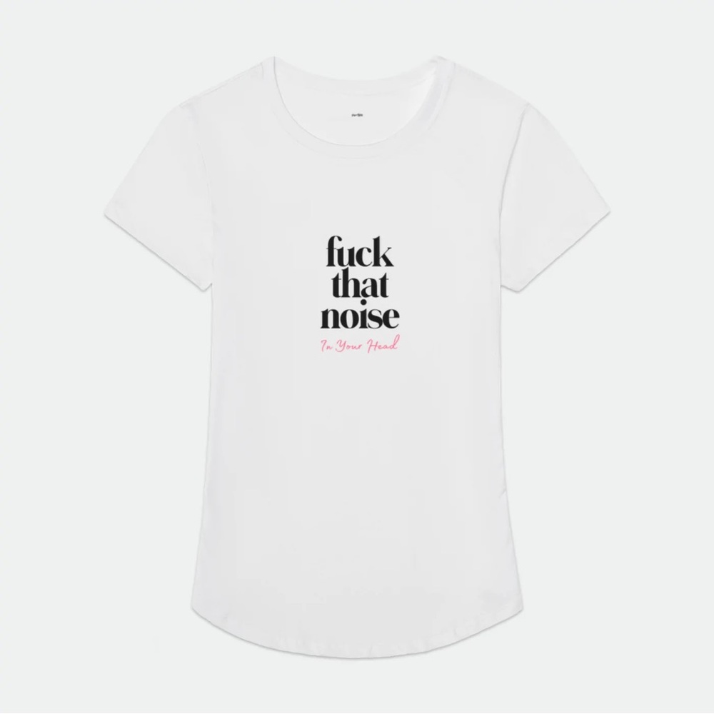 Fuck That Noise (In Your Head) Yoga Bitch Curved Hem Dreamy Supima Tee NWT